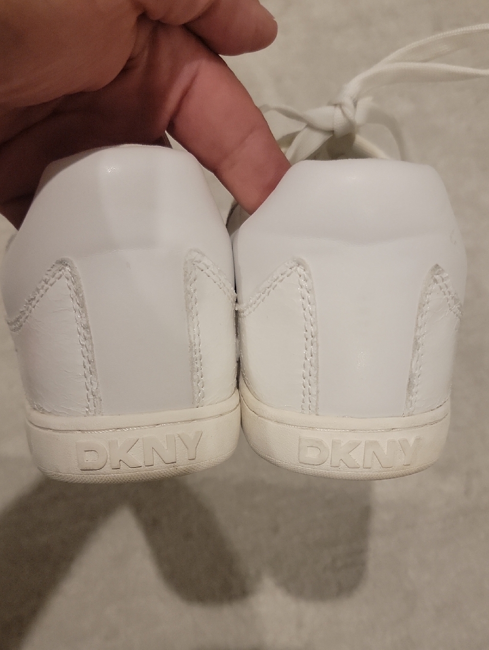 DKNY White Patent Leather Lace-Up Sneakers